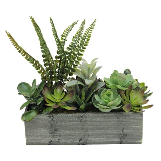 11.75" Mixed Succulent Plants in Rectangular Planter By Northlight in Green | Michaels®